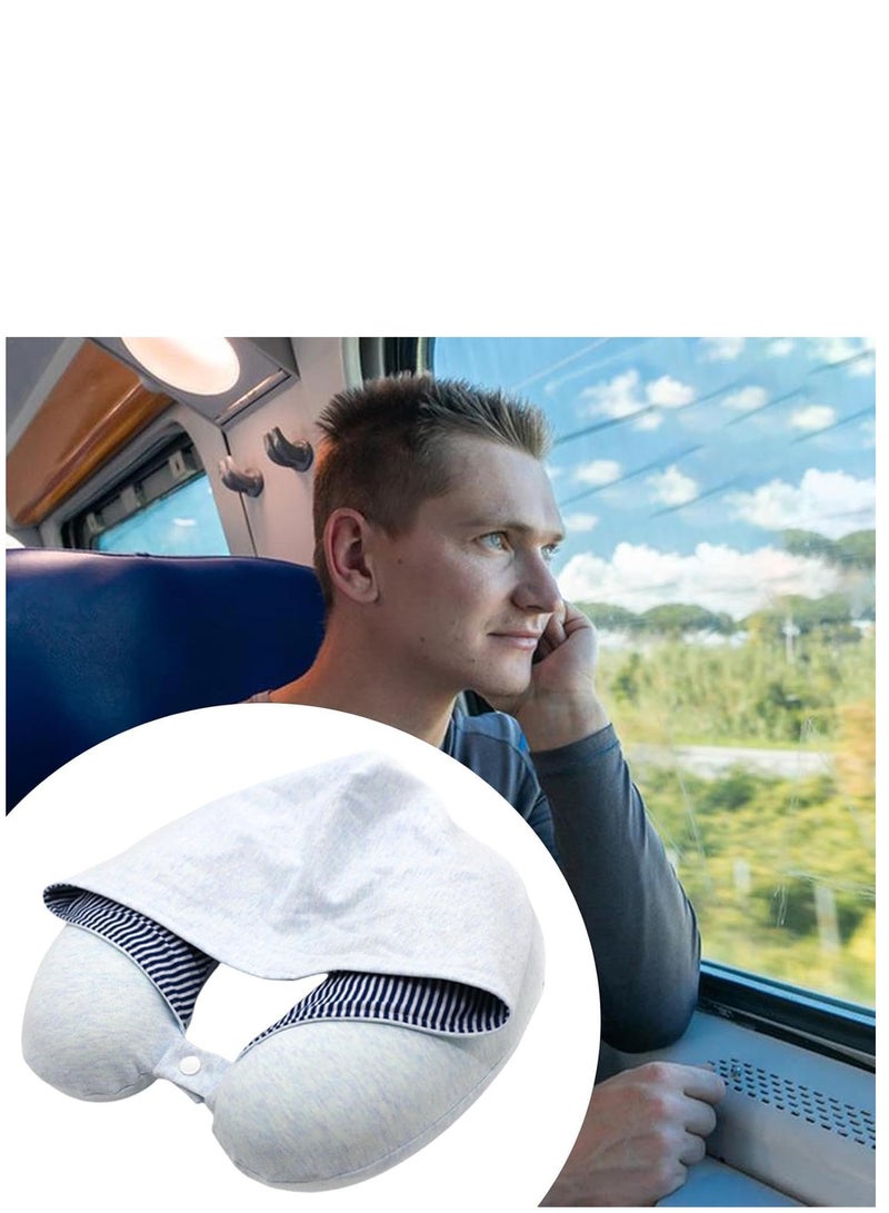 TYCOM Travel Pillows Neck Pillow for Travel U Shape Neck Support Comfortable and Breathable Cover Airplane Travel Kit with Eye Masks Earplugs and Luxury Bag Light Blue.  - Image 2