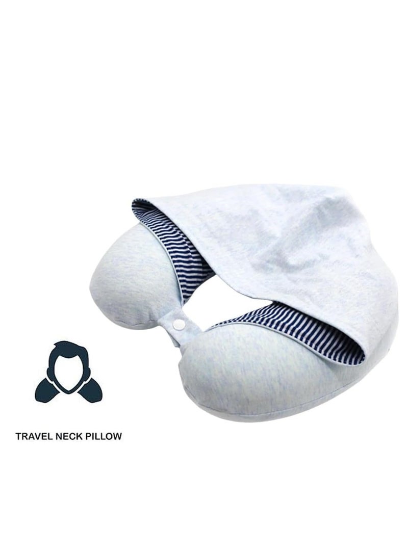 TYCOM Travel Pillows Neck Pillow for Travel U Shape Neck Support Comfortable and Breathable Cover Airplane Travel Kit with Eye Masks Earplugs and Luxury Bag Light Blue.  - Image 3
