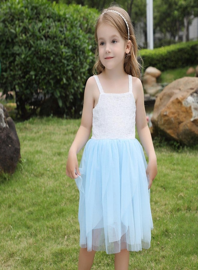 Tutu.kk Toddler Girl Tutu Dress Lace Strap Dresses A-Line Tiered Tulle Birthday Sundress Blue 18-24Months - Image 2