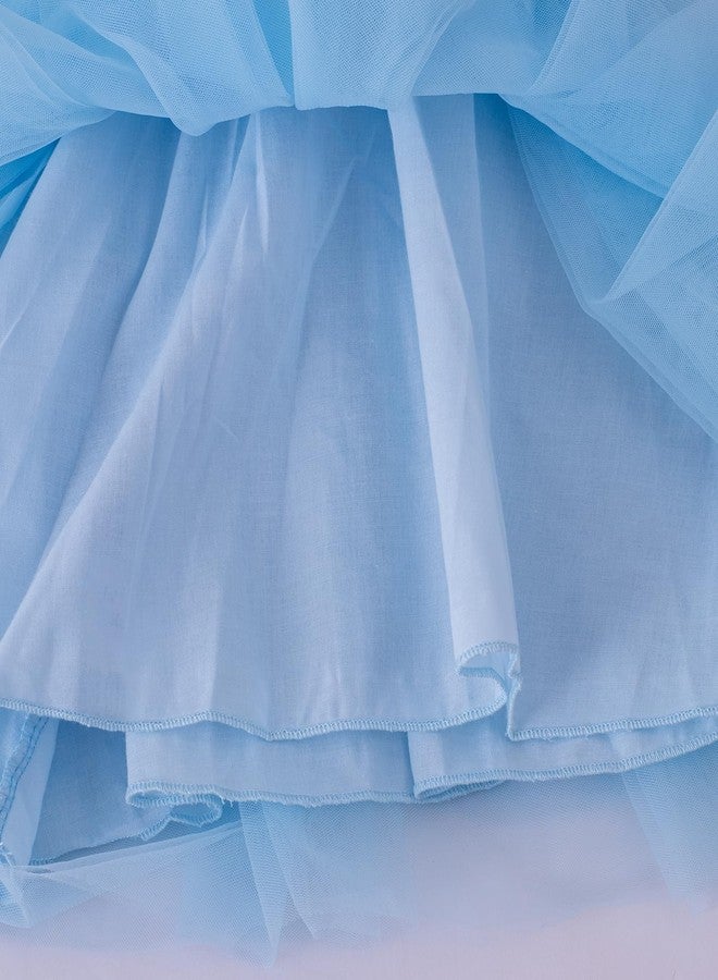 Tutu.kk Toddler Girl Tutu Dress Lace Strap Dresses A-Line Tiered Tulle Birthday Sundress Blue 18-24Months - Image 5
