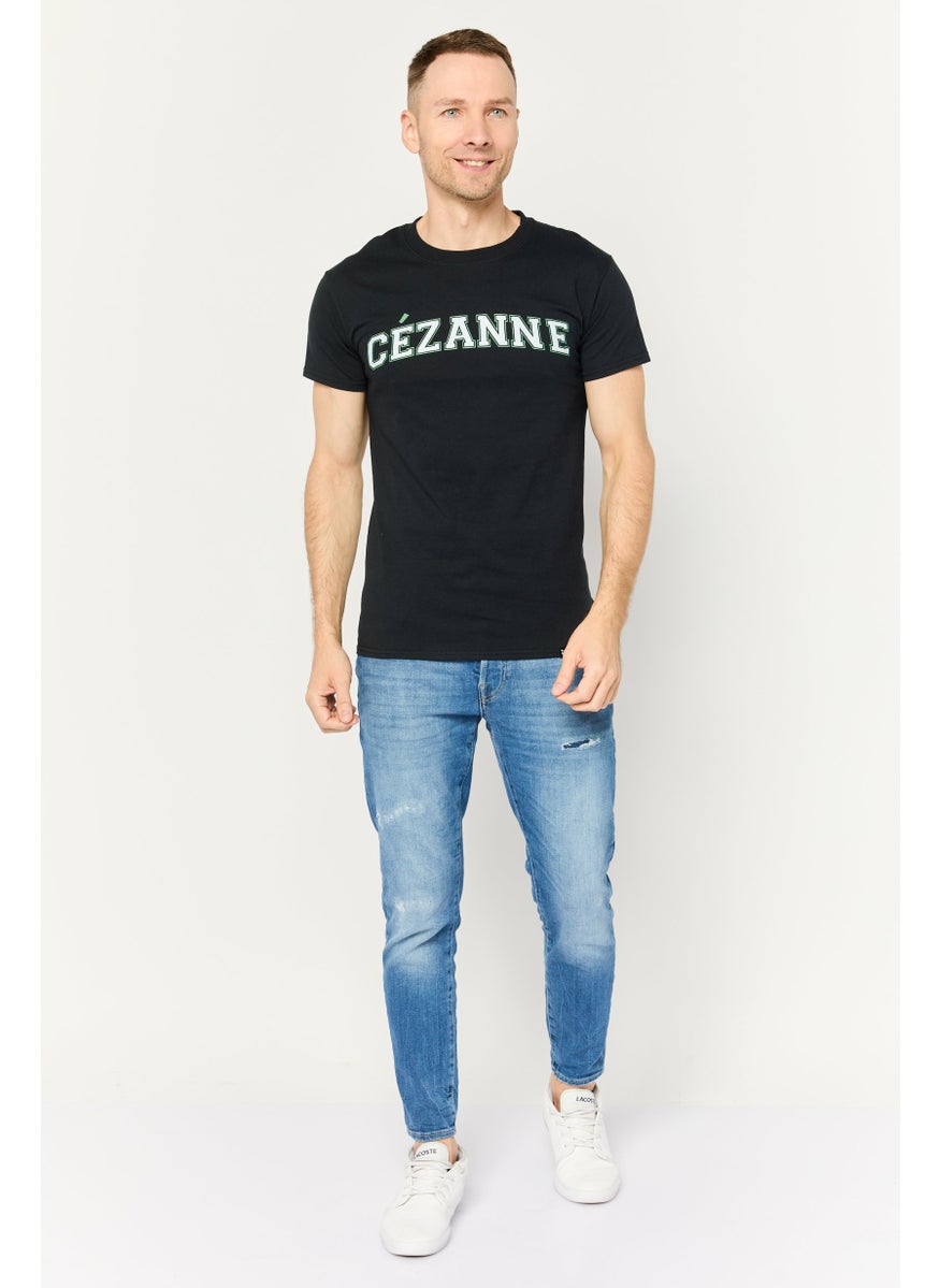 Vintage Supply Men Crew Neck Short Sleeve Printed T-shirts, Black  - Image 2