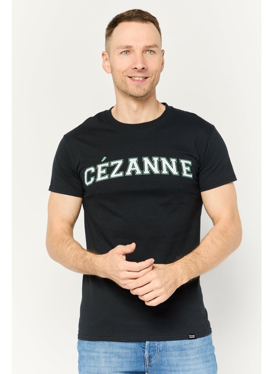 Vintage Supply Men Crew Neck Short Sleeve Printed T-shirts, Black  - Image 1