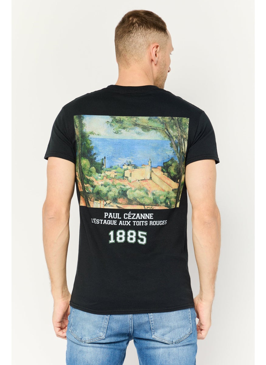 Vintage Supply Men Crew Neck Short Sleeve Printed T-shirts, Black  - Image 4