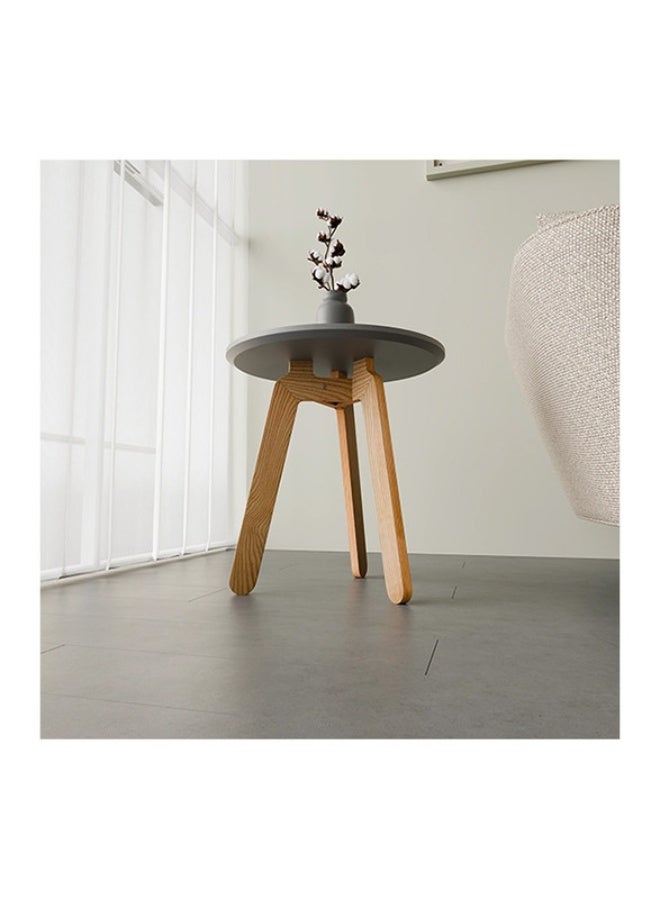 YI ONE Coffee Table – Round Light Grey Powder-Coated Top with Wooden Legs, 500×500×520 mm, Indoor & Outdoor Side Table - Image 3