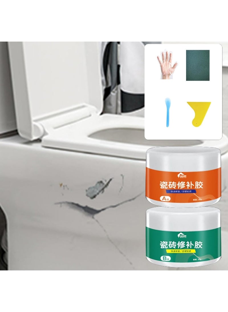 Cobest Ceramic Tile Repair Kit, 2 Pcs 50g Tile Repair Kit, Porcelain Repair Kit with Super Strong Adhesion, Fiberglass Repair Kit for Cracks, Chips, Scratches, Holes, Dents, White - Image 3