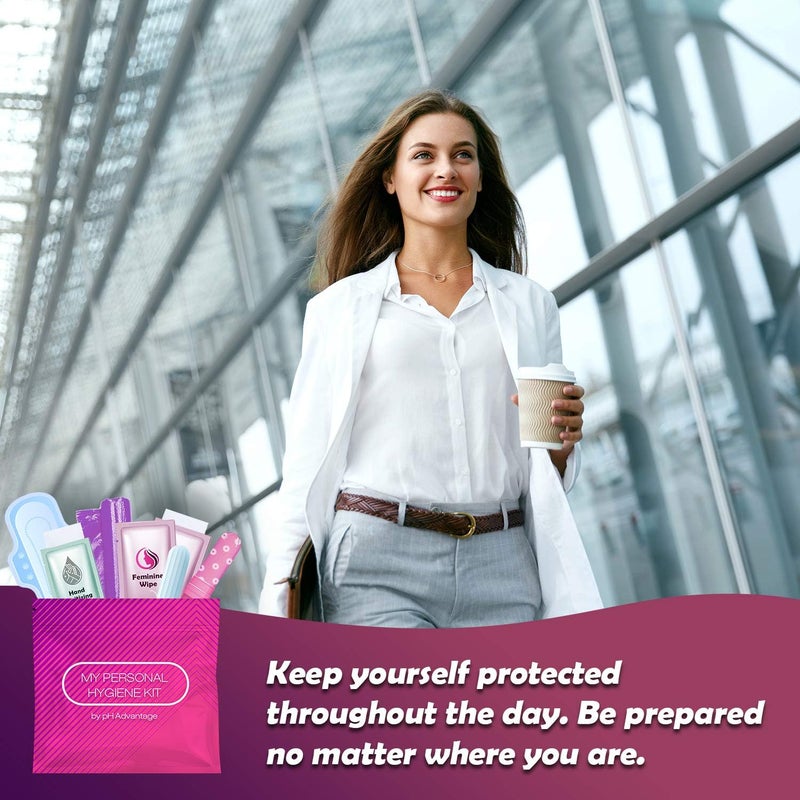 pH Advantage Pink Style Menstrual Kit All-in-One 10 Pack | Convenience on The Go | Period Kit Pack for Travelling, Tweens & Teenagers or just When You’re Out | Individually Wrapped Feminine Hygiene Product - Image 3