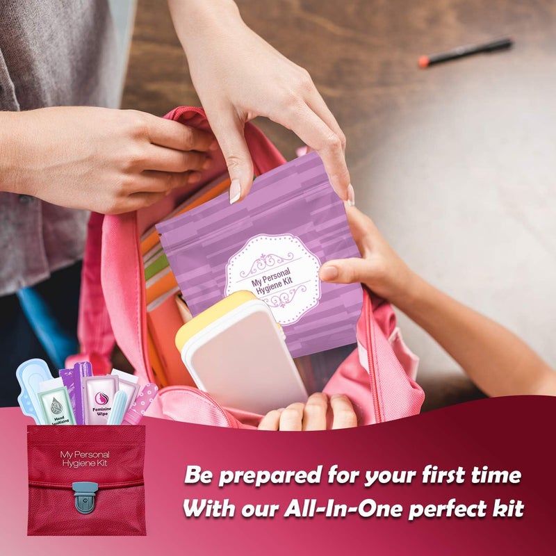 pH Advantage Pink Style Menstrual Kit All-in-One 10 Pack | Convenience on The Go | Period Kit Pack for Travelling, Tweens & Teenagers or just When You’re Out | Individually Wrapped Feminine Hygiene Product - Image 4