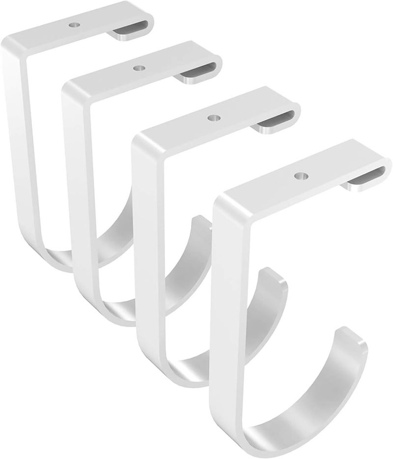 FLEXIMOUNTS 4 Pack Add On Storage Flat Hook Accessory for Garage Ceiling Rack and Wall Shelving, Max Weight Capacity up to 50lbs, White - Image 1