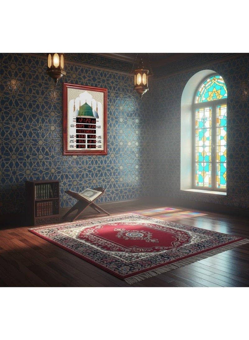 الحرمين ساعة أذان رقمية الحرمين، 40x30 سم، متعددة الوظائف، تصميم القبة الخضراء بالمدينة المنورة – موديل HA-5102A - Image 5