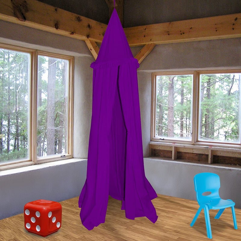 Next Day Art Hanging Canopy Play Tent Without Mat for Kids and Adults Portable Foldable Pom Pom Hanging Mosquito for Girl and Boy Tent House Indoor and Outdoor- Purple - Image 2