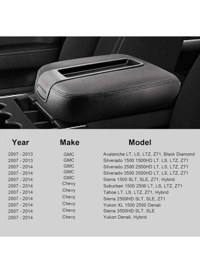KISSUN Center Console Lid Armrest Replacement (Black) – Aftermarket Fit for 2007–2014 Chevy Avalanche/Suburban/Tahoe/Silverado & GMC Yukon/Yukon XL/Sierra – Direct Fit, Non-Slip Base - Image 2