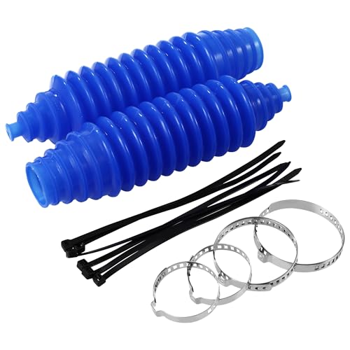 A.I.FORCE Universal Steering Rack and Pinion Tie Rod Boots, Silicone Bellow Boots with 2 Pieces Gaiter Pinion Boots, 4 Pieces Locking C-Clamps and 6 Pieces Cable Ties, Black (Blue) - Image 1