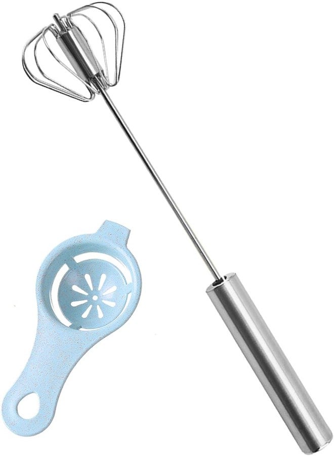 Potency Semi-Automatic Whisk, Stainless Steel Egg Beater, Hand Push Rotary Whisks Mixer Stirrer for Making Cream, Whisking, Beating and Stirring… (12Inch) - Image 1