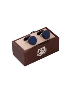 RS Black blue circular cufflink  - Image 1
