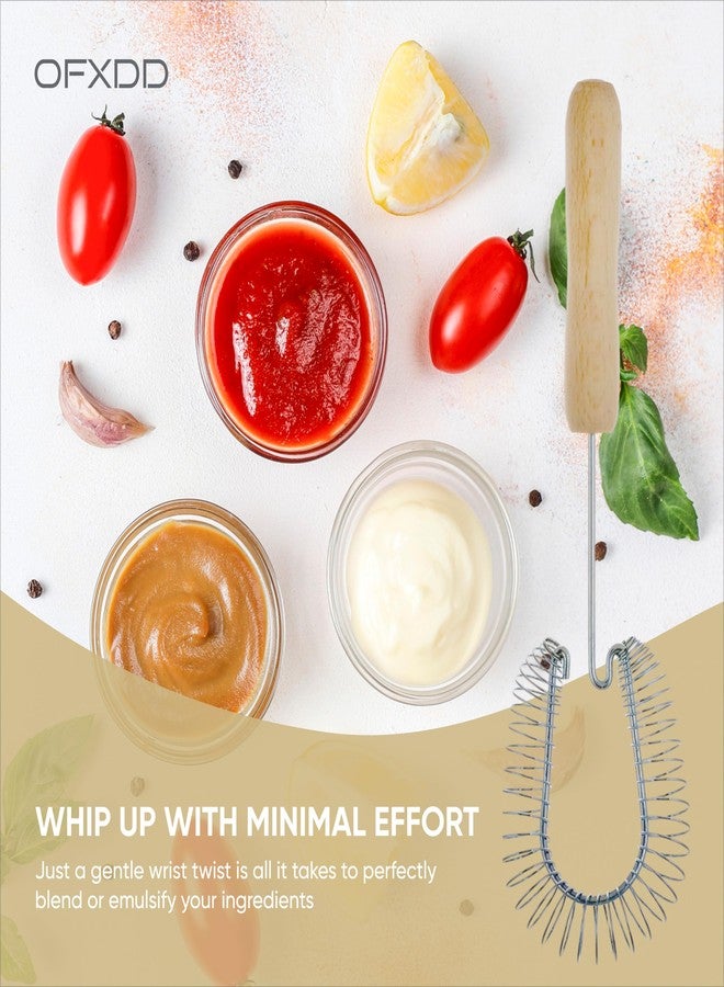 OFXDD Stainless Steel Spiral Wire Whisk - Heavy Duty Coil Sauce & Gravy Whipper - Wooden Handheld Egg Whisks - Image 5