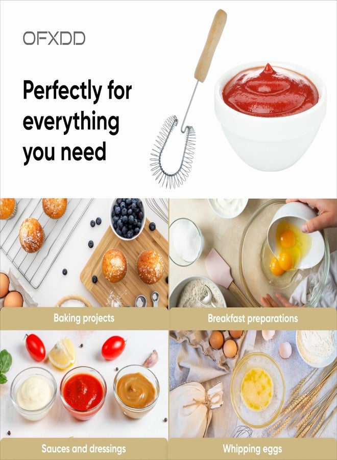 OFXDD Stainless Steel Spiral Wire Whisk - Heavy Duty Coil Sauce & Gravy Whipper - Wooden Handheld Egg Whisks - Image 4