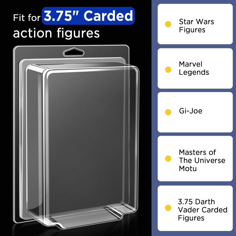 CollectHall Display Case for Figures, 10 Packs Blister Clamshells Compatible With Marvel Legends, Gi-Joe, Masters of The Universe Motu, Star Wars (Fits 3.75" Carded Figures) - Image 3
