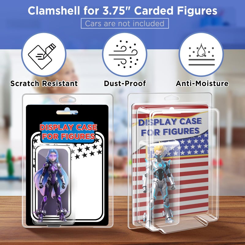 CollectHall Display Case for Figures, 10 Packs Blister Clamshells Compatible With Marvel Legends, Gi-Joe, Masters of The Universe Motu, Star Wars (Fits 3.75" Carded Figures) - Image 2
