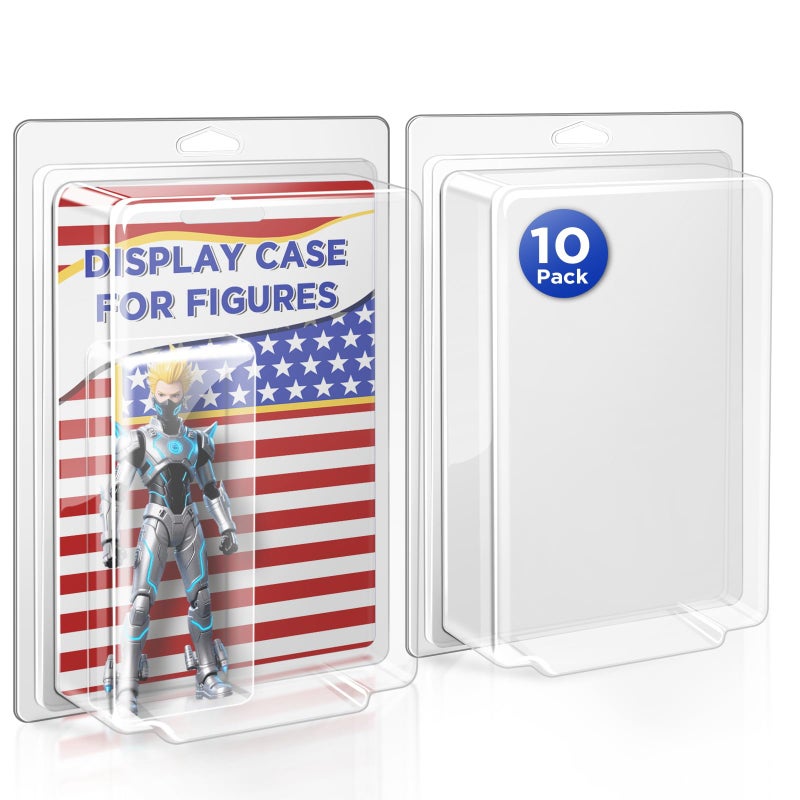 CollectHall Display Case for Figures, 10 Packs Blister Clamshells Compatible With Marvel Legends, Gi-Joe, Masters of The Universe Motu, Star Wars (Fits 3.75" Carded Figures) - Image 1