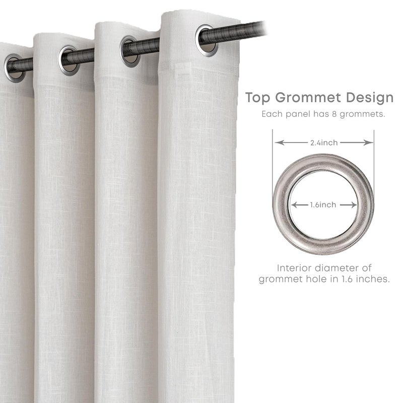 LINENWALAS White Cotton Linen Sheer Curtains for Bedroom, Living Room, Kitchen, 5 Feet Window Curtain, Pack of 2 Pcs Boho Curtain with Eyelet Rings, Light Filtering (Pack of 2 Pcs, White) - Image 4