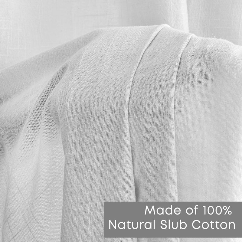 LINENWALAS White Cotton Linen Sheer Curtains for Bedroom, Living Room, Kitchen, 5 Feet Window Curtain, Pack of 2 Pcs Boho Curtain with Eyelet Rings, Light Filtering (Pack of 2 Pcs, White) - Image 3