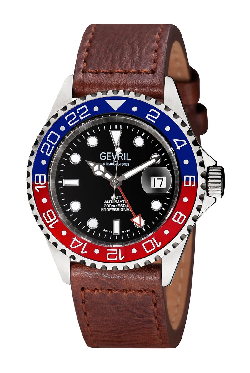 Gevril Men's Stainless Steel Automatic Watch with Leather Strap, Brown, 22 (Model: 4952B-L2), Silver - Image 5