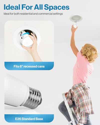 Sunco Lighting Sunco 6 Pack BR40 LED Light Bulbs, Indoor Flood Lights, Recessed Can Light Bulb, 1400 LM, 17W (100W Equivalent), 3000K Warm White, Dimmable, E26 Base, for Home, Bedroom, Kitchen UL. - Image 4