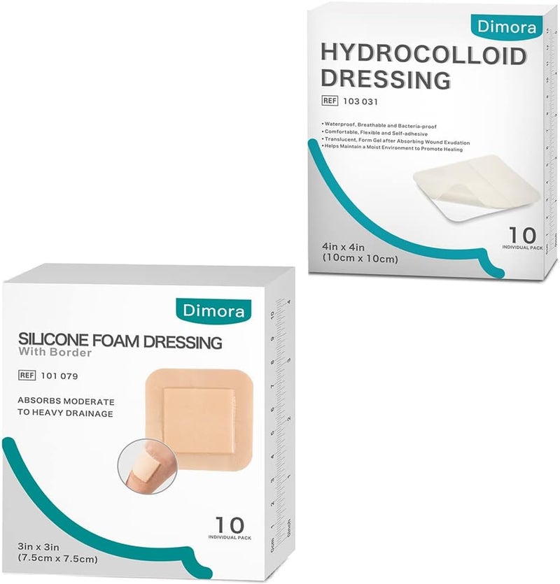 Dimora Silicone Foam Dressing 3x3 10 Pack Hydrocolloid Wound Dressing 10 Pack - Image 1