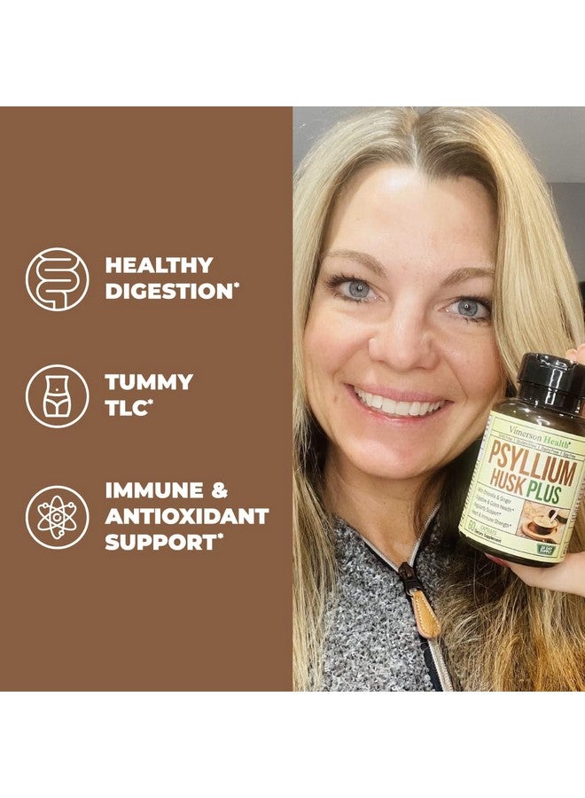 Vimerson Health Psyllium Husk Powder Capsules. Fiber Supplement For Digestive & Gut Health And Regularity Support Daily Fiber Pills For Antioxidant & Energy Support With Chlorella & Ginger Root For Men And Women. - Image 4