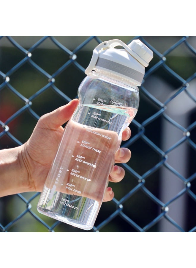 قارورة مياه رياضية بعلامة زمنية خالية من BPA ومقاومة للتسرب محمولة قابلة لإعادة الاستخدام إبريق شرب رياضي للياقة 1 لتر للرجال والنساء والأطفال والطلاب للتخييم المكتب المدرسة صالة الألعاب الرياضية والتمارين - Image 4