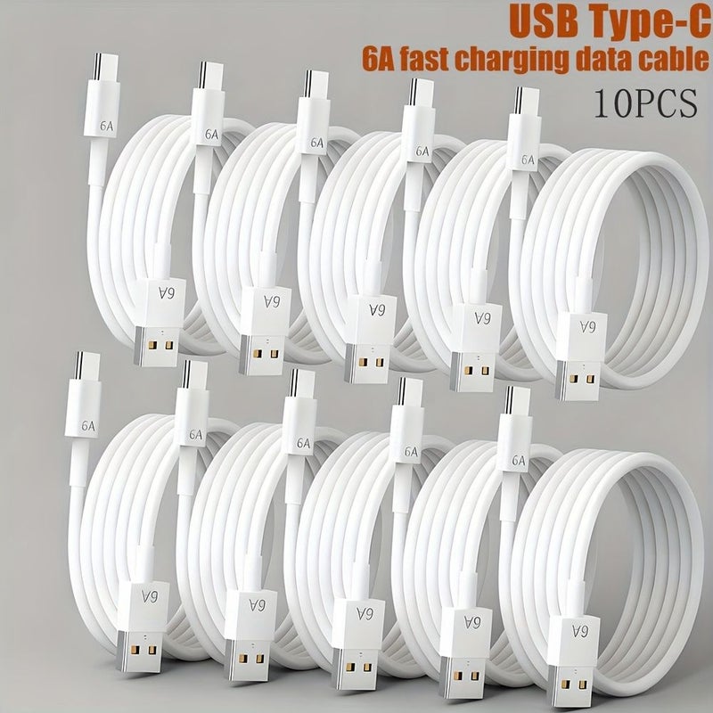 كابل شحن سريع USB إلى Type C 2 متر، 10 قطع، للهواتف والأجهزة اللوحية والكاميرات وباور بانك - Image 5