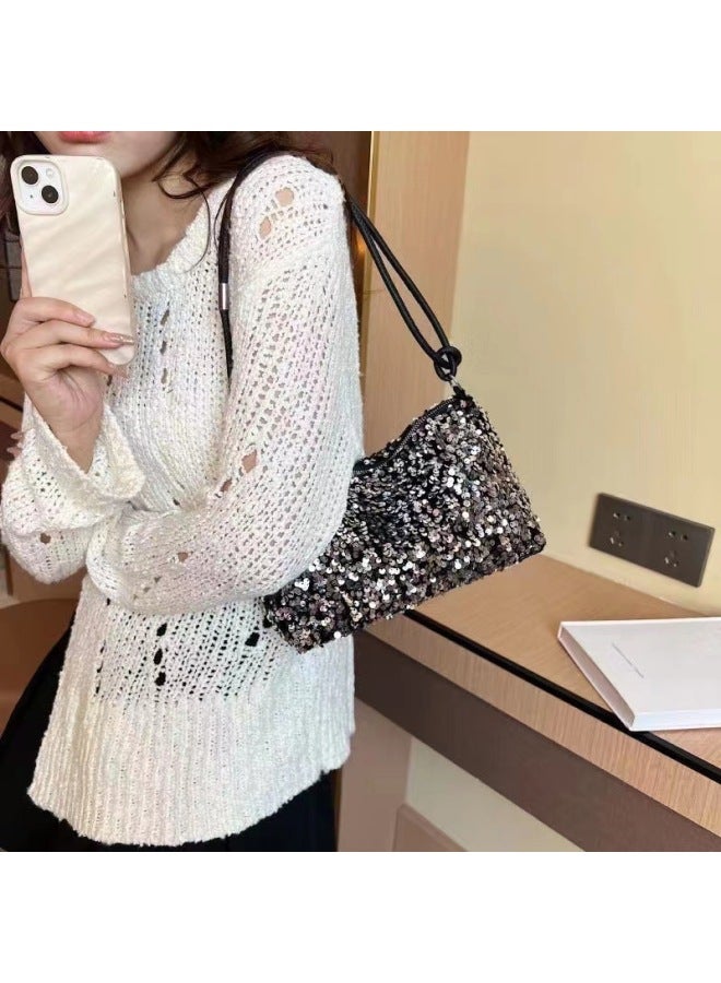 2023 Fashion Women's Bag Shoulder Bag Messenger Bag Underarm Bag Sequin Bag Product Hot Sale-Color:Silver-Size:Free Size  - Image 5