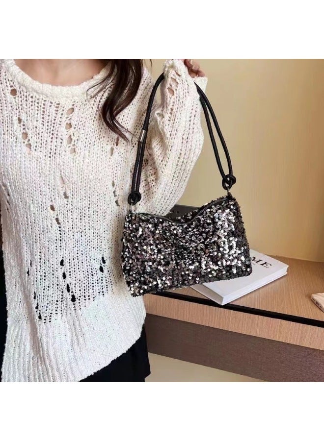 2023 Fashion Women's Bag Shoulder Bag Messenger Bag Underarm Bag Sequin Bag Product Hot Sale-Color:Silver-Size:Free Size  - Image 4