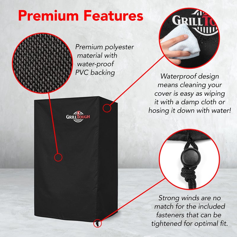 GrillTough Heavy Duty Smoker Cover for Outdoor Grill â€“ Fits Popular Smoker Brands & Pro 575 Series Grills â€“ Waterproof, Weather Resistant, UV & Fade Resistant with Adjustable Straps â€“ Black - Image 3