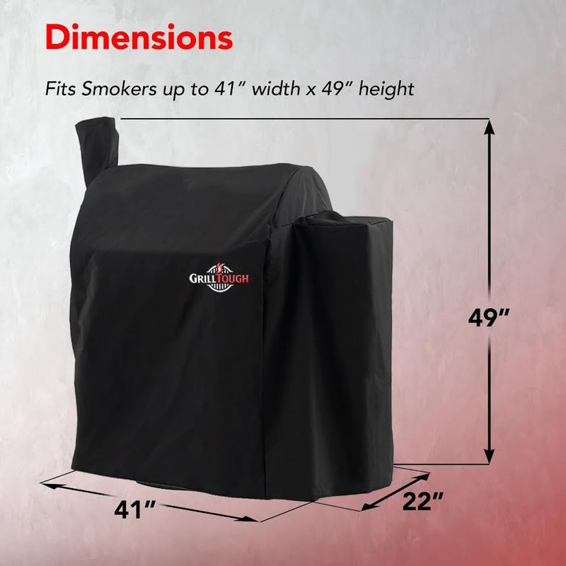 GrillTough Heavy Duty Smoker Cover for Outdoor Grill â€“ Fits Popular Smoker Brands & Pro 575 Series Grills â€“ Waterproof, Weather Resistant, UV & Fade Resistant with Adjustable Straps â€“ Black - Image 5