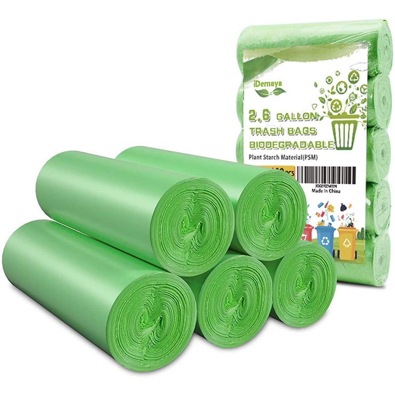 iDemaya Small Trash Bags Biodegradable 26 Gallon Extra Thick Garbage Bags Recycling  Degradable Rubbish Bags Wastebasket Liners for Kitchen Bathroom Office Car Pet 5 Rolls  100 Counts Green