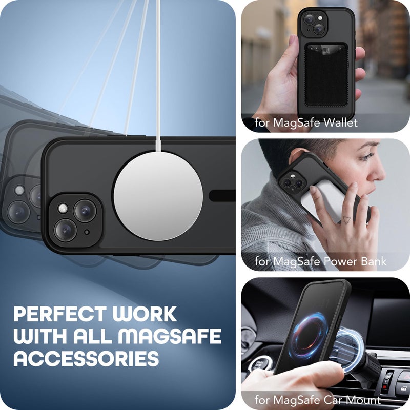 TIESZEN for iPhone 15 Plus Case, Compatible with MagSafe, Built-in Privacy Screen Protector and Camera Protection, Anti Spy Full Body Dustproof Shockproof Hard Phone Case 6.7", Black - Image 5