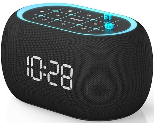 ANJANK Alarm Clock FM Radio with Bluetooth Speaker, Hi-Fi Stereo Sound, 7 Night Light Clolors, 8 Wake Up Sounds, 0-100% Dimmer, 30-Level Volume, Small Digital LED Clock with Auto Time Sync for Bedroom - Image 1