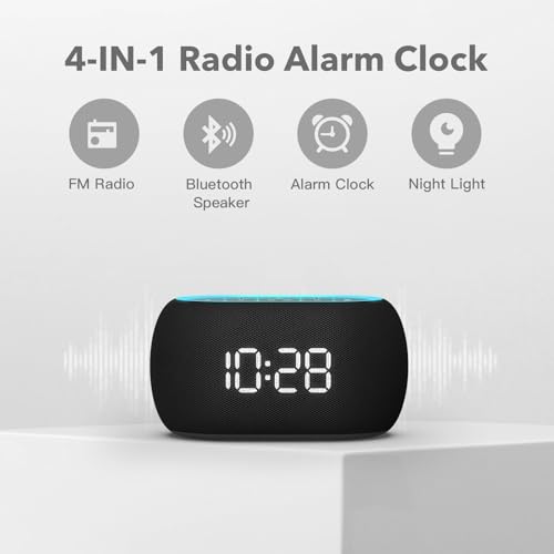 ANJANK Alarm Clock FM Radio with Bluetooth Speaker, Hi-Fi Stereo Sound, 7 Night Light Clolors, 8 Wake Up Sounds, 0-100% Dimmer, 30-Level Volume, Small Digital LED Clock with Auto Time Sync for Bedroom - Image 2