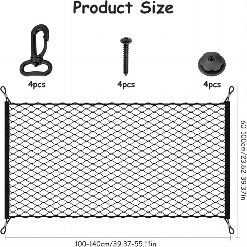Car Trunk Storage Net with 4 Hooks, Fits Most Car Trunks, 110 x 60cm - Image 5