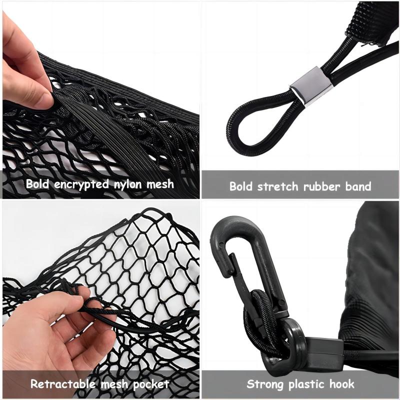 Car Trunk Storage Net with 4 Hooks, Fits Most Car Trunks, 110 x 60cm - Image 3