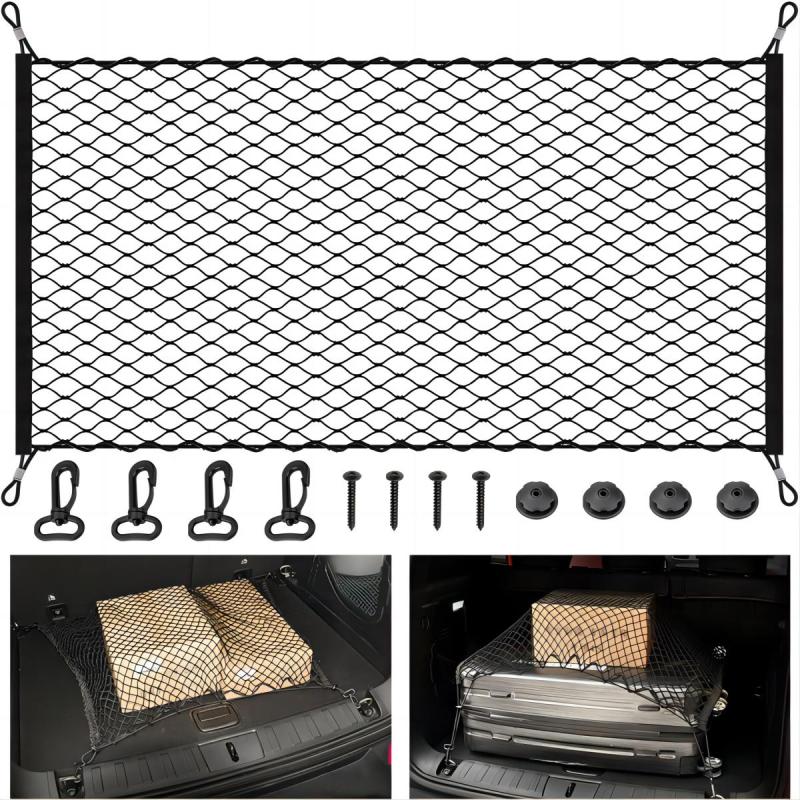 Car Trunk Storage Net with 4 Hooks, Fits Most Car Trunks, 110 x 60cm - Image 2