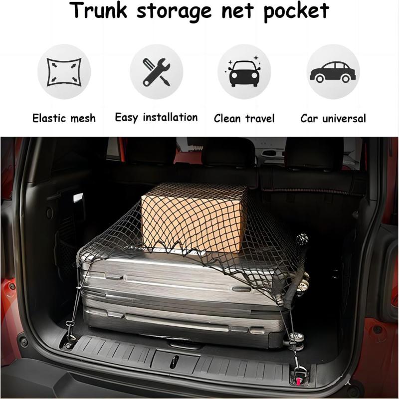 Car Trunk Storage Net with 4 Hooks, Fits Most Car Trunks, 110 x 60cm - Image 4