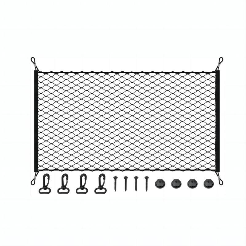 Car Trunk Storage Net with 4 Hooks, Fits Most Car Trunks, 110 x 60cm - Image 1