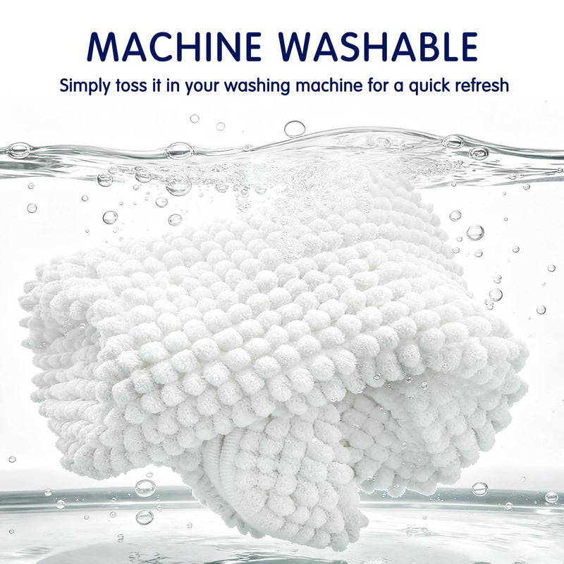 SUBRTEX Bathroom Rugs, 24" x 60" Chenille Bath Rug Soft Short Plush Bath Mat Soft Shower Mat Water Absorbent Shower Mat Quick Dry Machine Washable, White - Image 5
