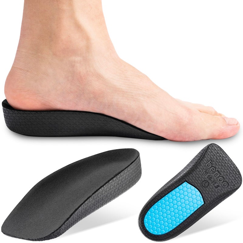 benoo Heel Lift (1 Inch) Height Increase Insoles for Men, Half Shoe Lift Insert, Comfortable Instant Height Boost (Mens 10-11.5) - Image 1