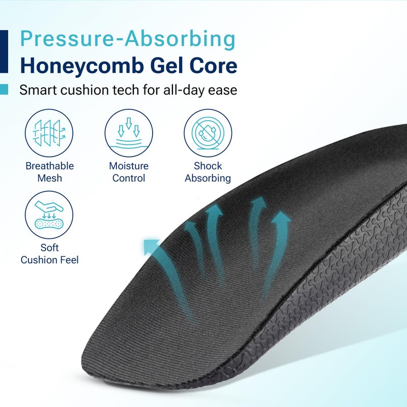 benoo Heel Lift (1 Inch) Height Increase Insoles for Men, Half Shoe Lift Insert, Comfortable Instant Height Boost (Mens 10-11.5) - Image 3