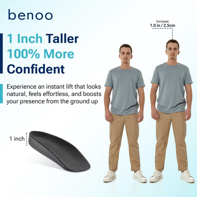 benoo Heel Lift (1 Inch) Height Increase Insoles for Men, Half Shoe Lift Insert, Comfortable Instant Height Boost (Mens 10-11.5) - Image 2