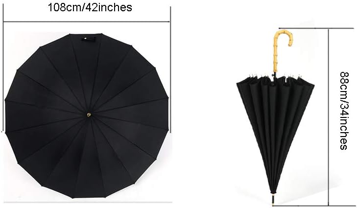 ThreeH Bamboo Stick Umbrella Auto Open Solid Color Fashionable and Simple 190T 16 Ribs,KS08 White - Image 3