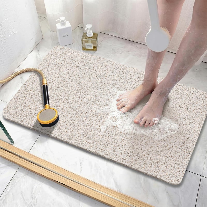 Asvin Soft Textured Bath, Shower, Tub Mat, 24x16 Inch, Phthalate Free, Non Slip Comfort Bathtub Mats with Drain, PVC Loofah Bathroom Mats for Wet Areas, Quick Drying - Image 2